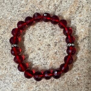 Elegant Red Stretchy Beaded Bracelet